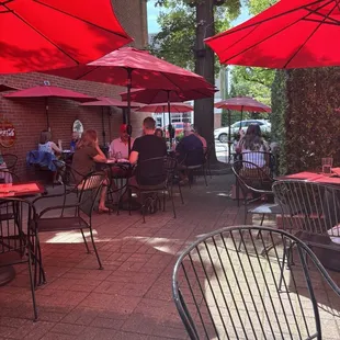 Outside, gorgeous day to have a lunch on the patio.