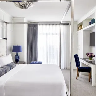 Presidential Suite accommodations include a separate king-size bedroom and living room, gas fireplace, dining area, wine bar, and much more.