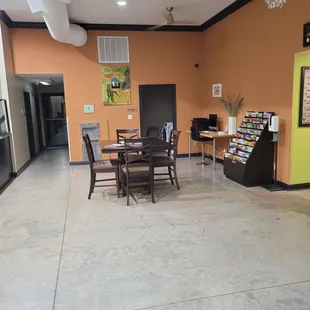 Lobby area looking clean with a business center too boot.