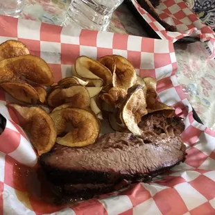 BBQ Brisket and fries at the Hotel tea house