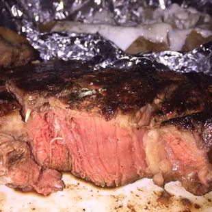 The steaks are cut to order and are 1 1/4" thick! This was the ribeye (it was fantastic).