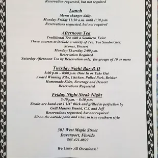 Event calendar, summer 2018