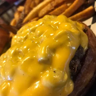 cheeseburger and fries