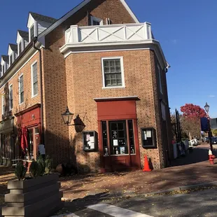the corner of the building