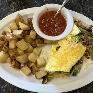 Garden Omelette with Bacon and Home Fries