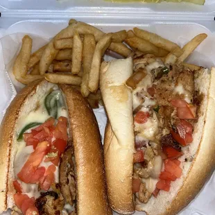 Chicken Philly and fries