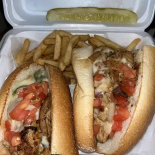 Chicken Philly and fries