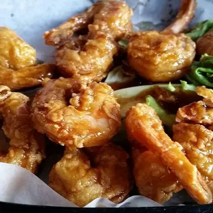 Teriyaki fried shrimp.