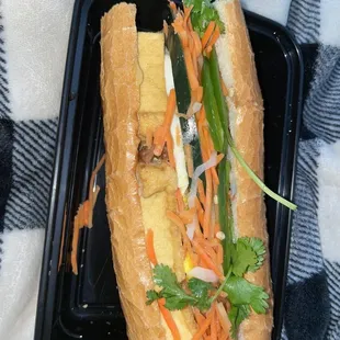 6. Teriyaki Tofu &amp; Teriyaki chicken with an over easy egg Banh Mi