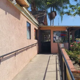 the entrance to the restaurant