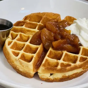 Peach cobbler waffle