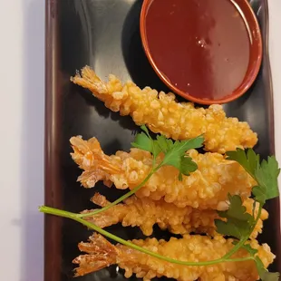 a plate of deep fried shrimp