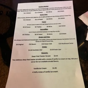 menu