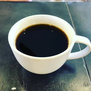 a cup of coffee on a table