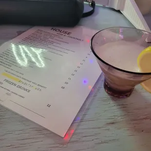 Menu and my cinnamon tequila sour!