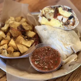 The Breakfast Burrito w/ side of Crispy Fried Potatoes  This burrito is Ginormous!!!!!