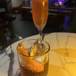 Holiday old fashioned (amazing) and mocktail (also amazing)