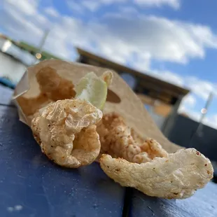 a piece of food on a table