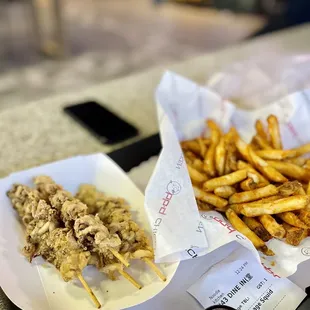 Karrage Squid ( 4 Sticks) &amp; Cajun Fries