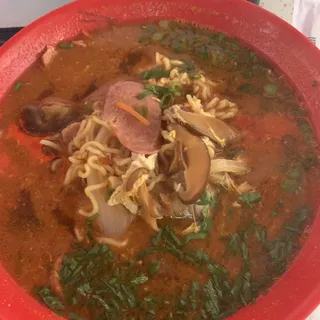 Spicy Korean Sausage Noodle Soup