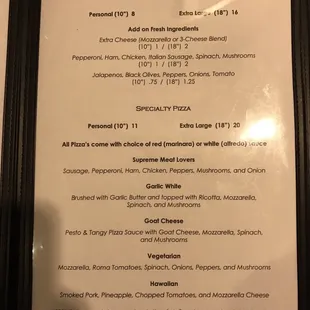 the menu