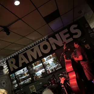 a band playing on stage