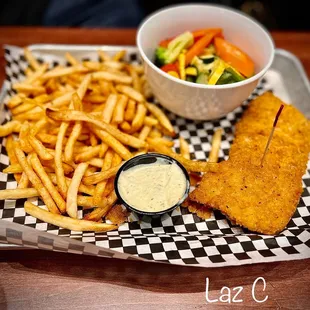 Fish and Chips w/Market Veggies