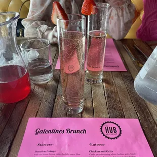 strawberry mimosa's and Galantine's menu
