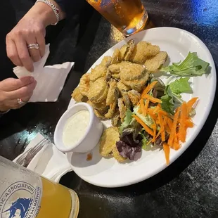 Fried pickles to start.