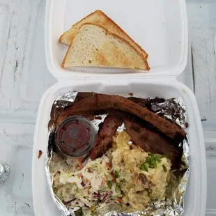 The brisket was overcooked and tough and dry and no flavor