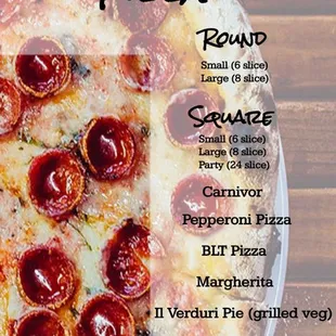 Pizza Menu... 9/10/2021