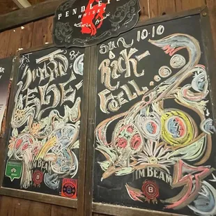 a chalk board with a menu on it