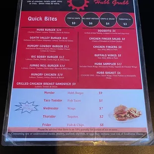 menu