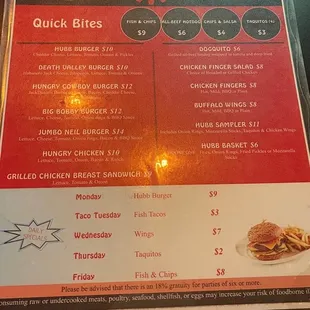 menu