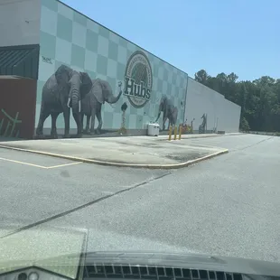 Great outside art on the side of the building
