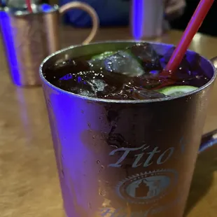 a moscow mule in a copper mug