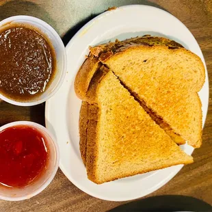 Apple butter and rhubarb jam