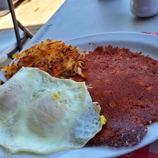 Cornbread hash and eggs