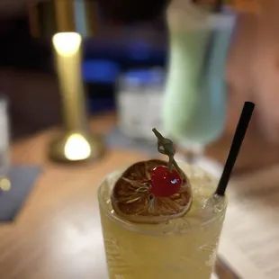 Gin based drink with passion fruit liquor