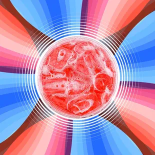 a red, white, and blue background