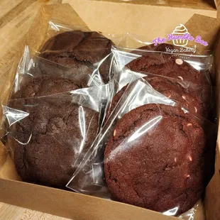 Double chocolate and red velvet cookies