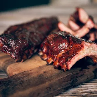 ribs on a cutting board