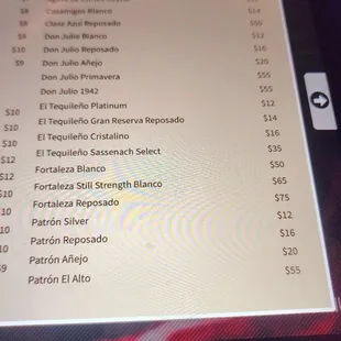 Tequila menu -3/24