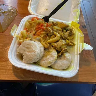Curry chicken with cabbage and boiled dumplings yum