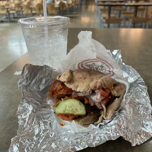 My gyro loaded up with toppings. Awesome.