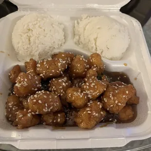 Sesame Chicken and white rice