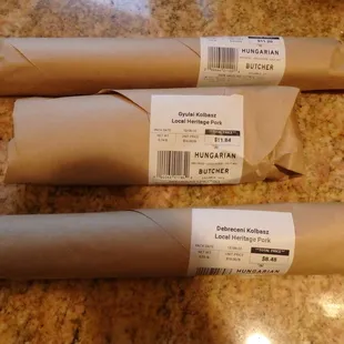 Three sausages I bought