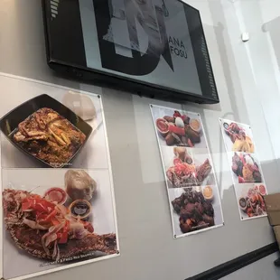 Menu items, tv playing music