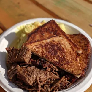 Brisket and pot roast with potato salad