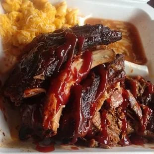 2MeatCombo-Brisket/Ribs Ribs/bark , The sauce was bomb2. Brisket was delishh, so tender.Ingredients Fresh AF), legitmac2